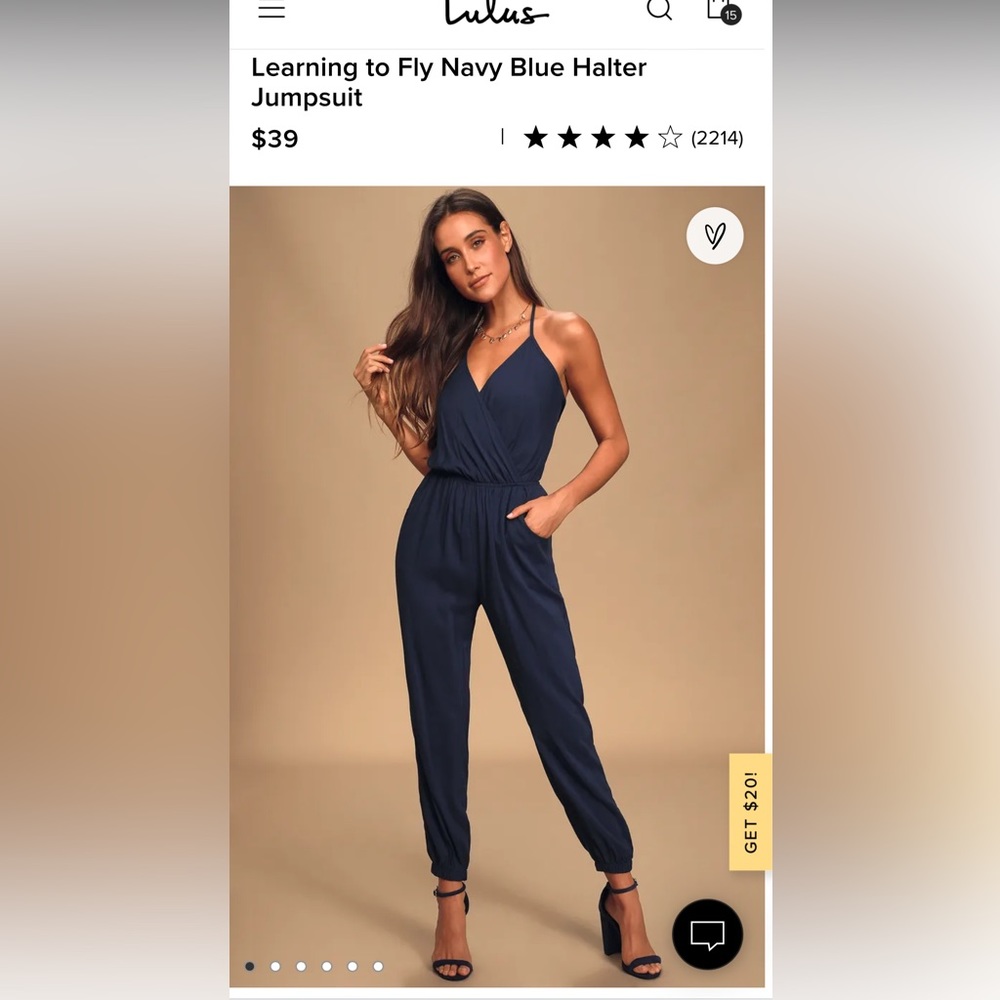 NWT Lulus Learning to Fly Navy Blue Halter Jumpsuit - Small